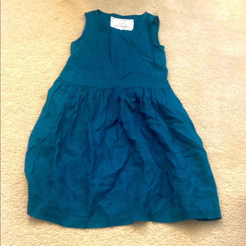 NPL emerald green/blue linen sleeveless dress